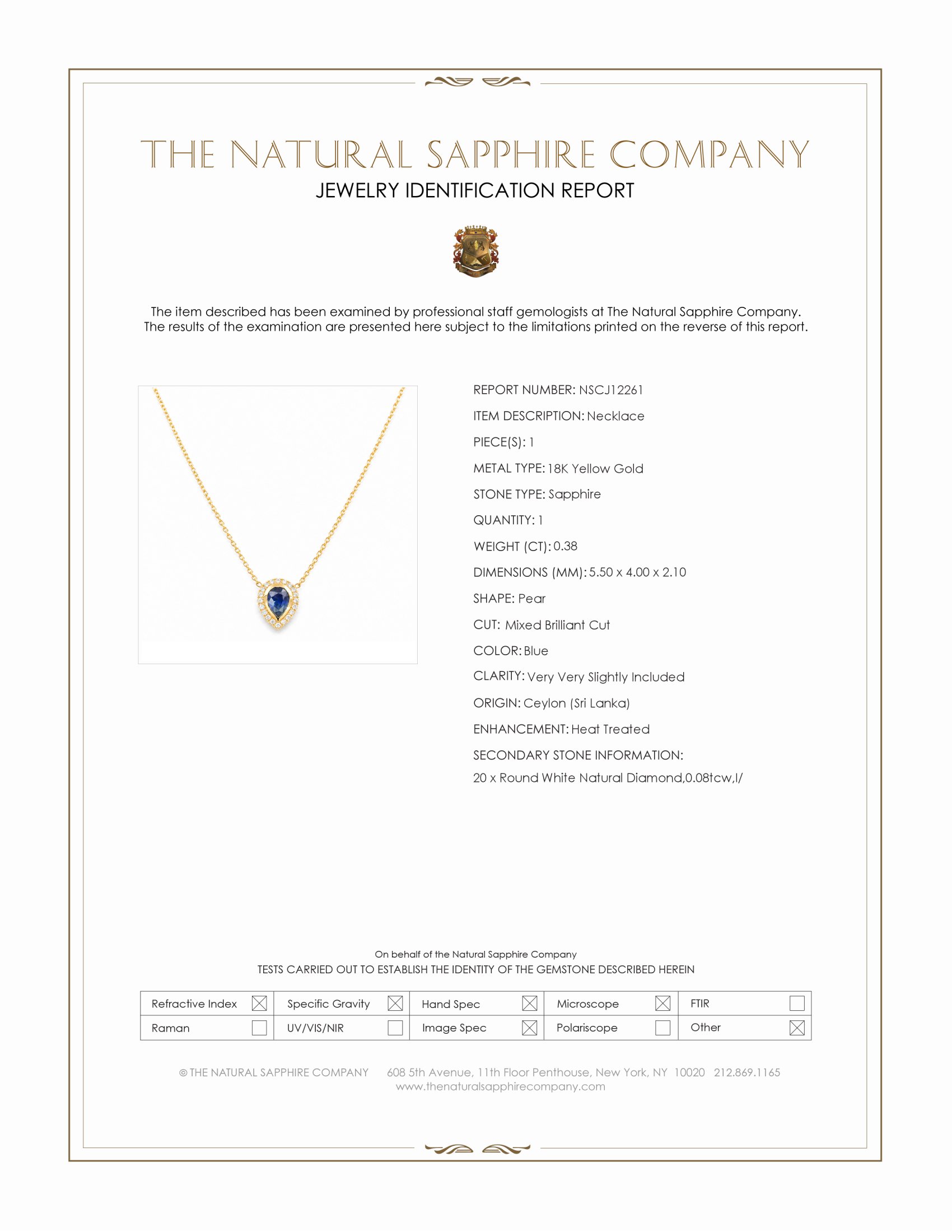 0.38 Ct. Blue Sapphire and Natural Diamond Pave Necklace, 18K Yellow Gold