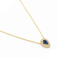 0.38 Ct. Blue Sapphire and Natural Diamond Pave Necklace, 18K Yellow Gold Image
