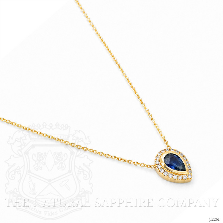 0.38 Ct. Blue Sapphire and Natural Diamond Pave Necklace, 18K Yellow Gold