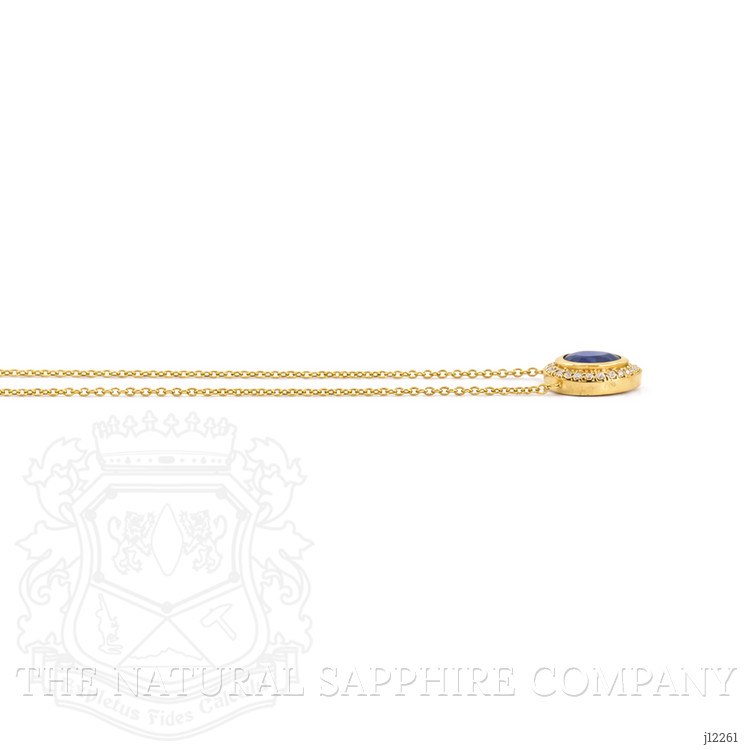 0.38 Ct. Blue Sapphire and Natural Diamond Pave Necklace, 18K Yellow Gold