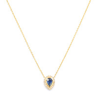 0.38 Ct. Blue Sapphire and Natural Diamond Pave Necklace, 18K Yellow Gold Image