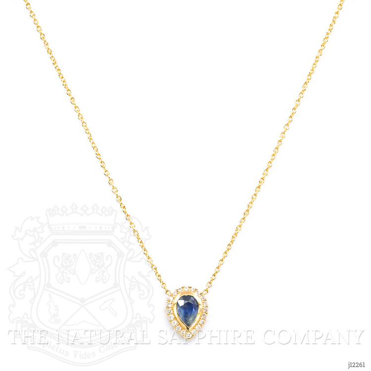 0.38 Ct. Blue Sapphire and Natural Diamond Pave Necklace, 18K Yellow Gold