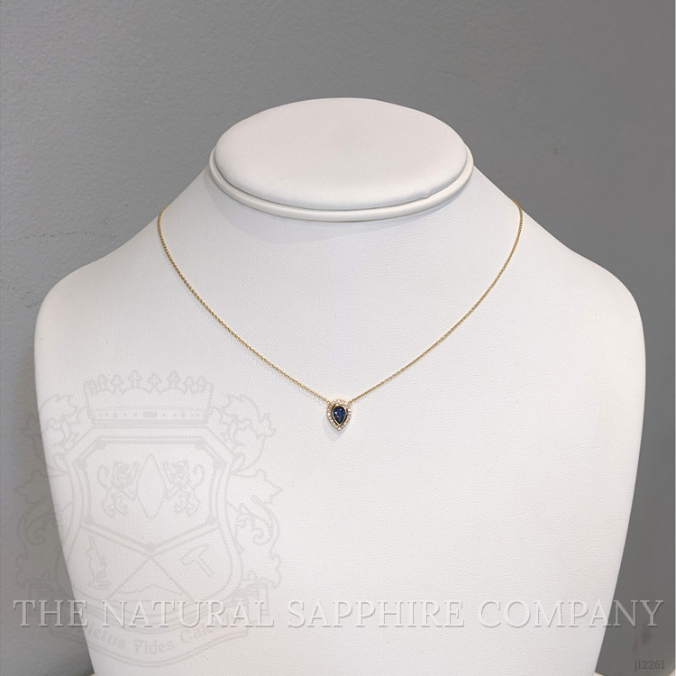 0.38 Ct. Blue Sapphire and Natural Diamond Pave Necklace, 18K Yellow Gold