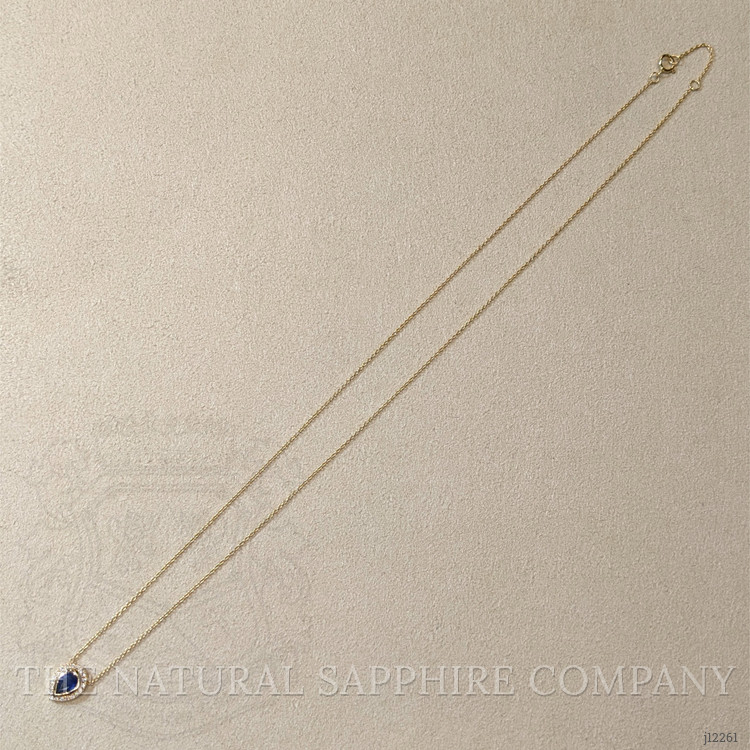 0.38 Ct. Blue Sapphire and Natural Diamond Pave Necklace, 18K Yellow Gold