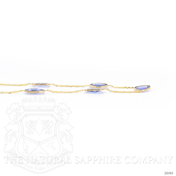 10.13 Ct. Blue Sapphire Bezel Necklace, 18K Yellow Gold