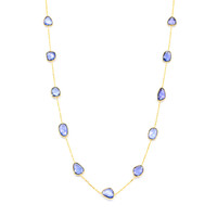 10.13 Ct. Blue Sapphire Bezel Necklace, 18K Yellow Gold Image