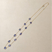 10.13 Ct. Blue Sapphire Bezel Necklace, 18K Yellow Gold Life Style