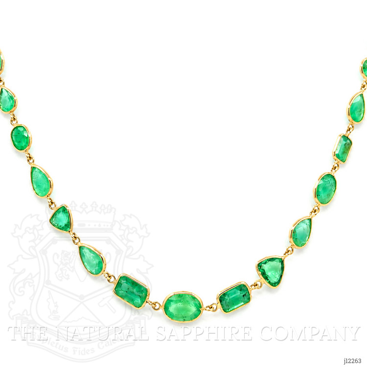 13.52 Ct. Emerald Bezel Necklace, 14K Yellow Gold