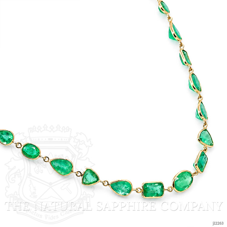 13.52 Ct. Emerald Bezel Necklace, 14K Yellow Gold