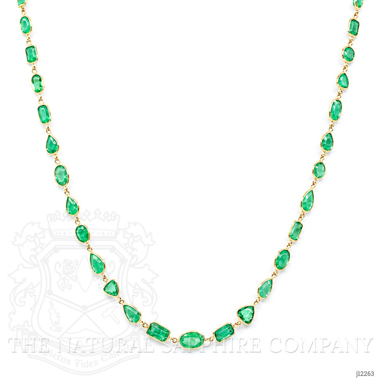 13.52 Ct. Emerald Bezel Necklace, 14K Yellow Gold