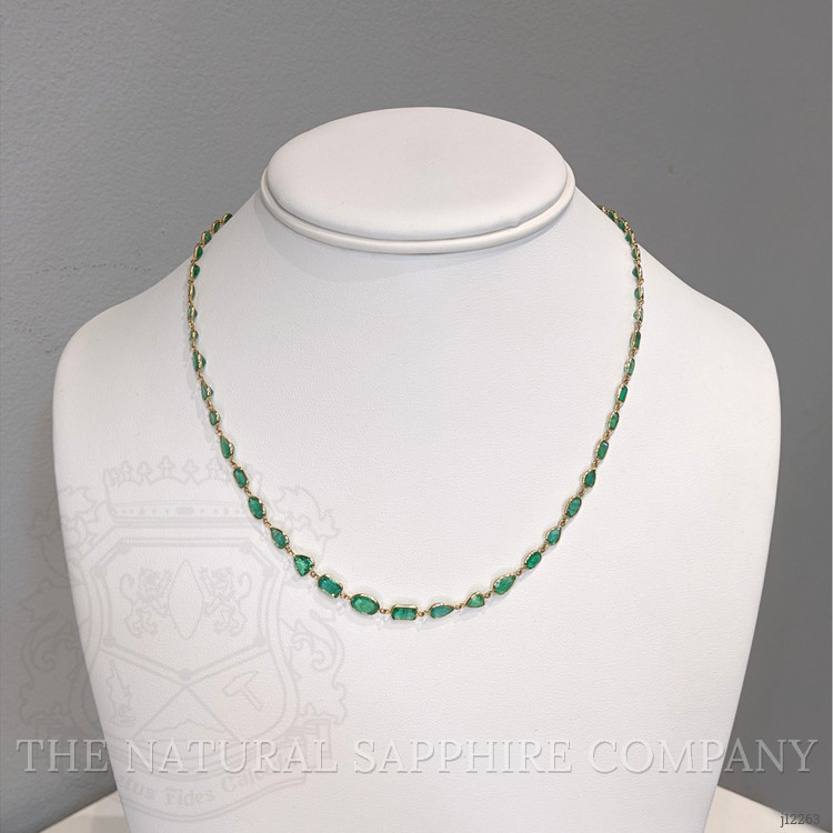 13.52 Ct. Emerald Bezel Necklace, 14K Yellow Gold