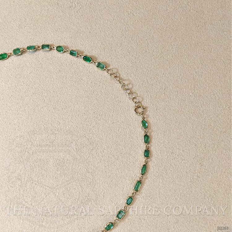 13.52 Ct. Emerald Bezel Necklace, 14K Yellow Gold
