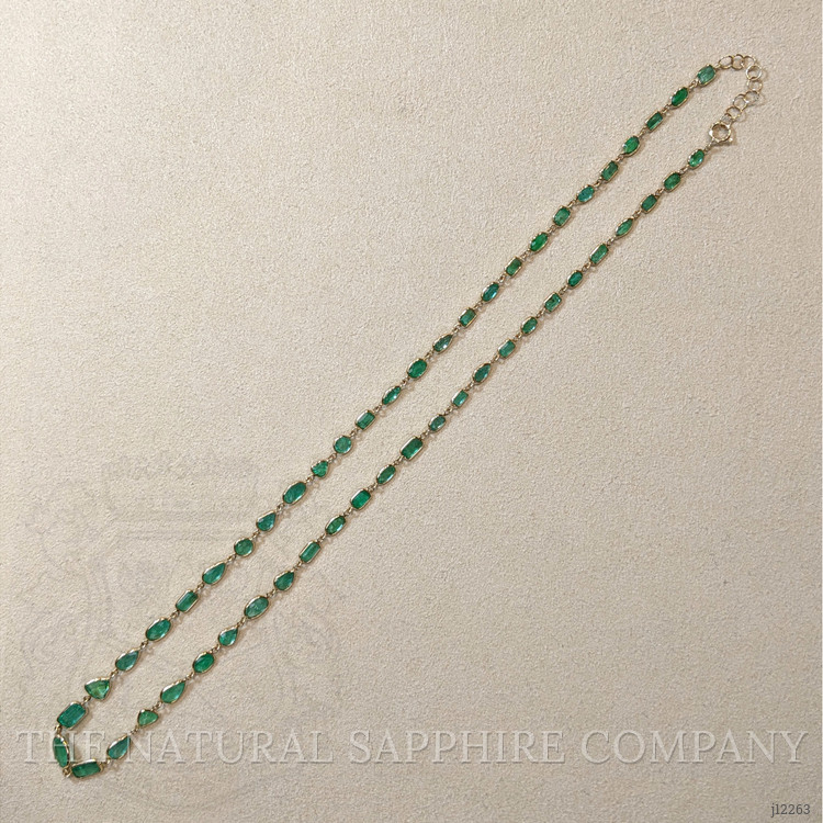 13.52 Ct. Emerald Bezel Necklace, 14K Yellow Gold