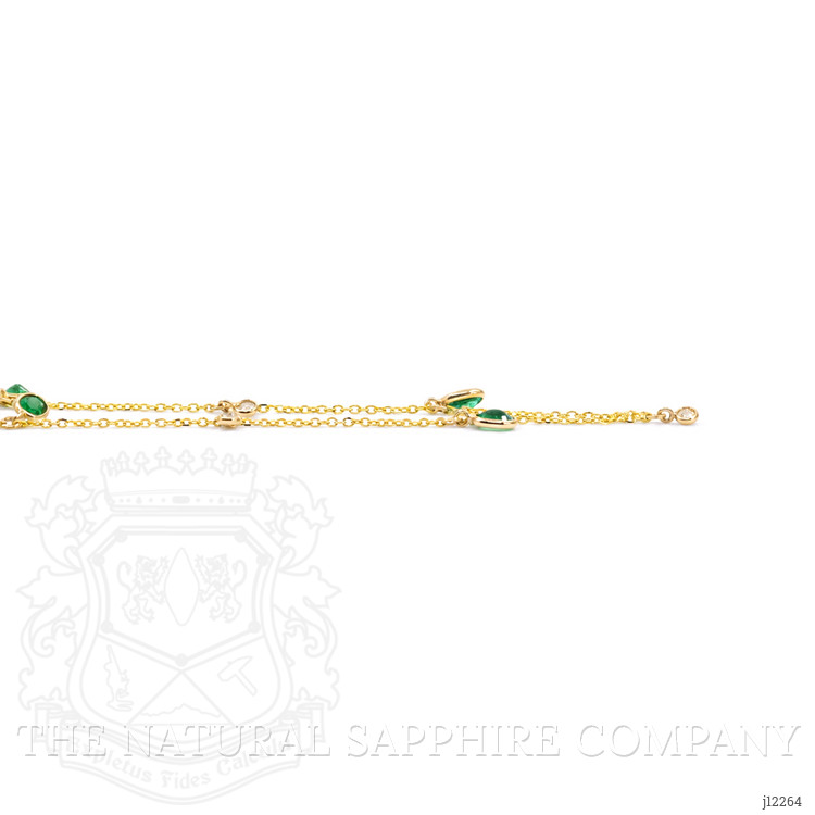0.92 Ct. Emerald and Natural Diamond Bezel Necklace, 14K Yellow Gold