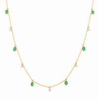 0.92 Ct. Emerald and Natural Diamond Bezel Necklace, 14K Yellow Gold Image