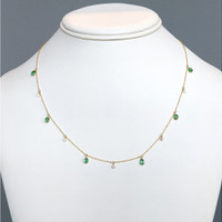 0.92 Ct. Emerald and Natural Diamond Bezel Necklace, 14K Yellow Gold Life Style