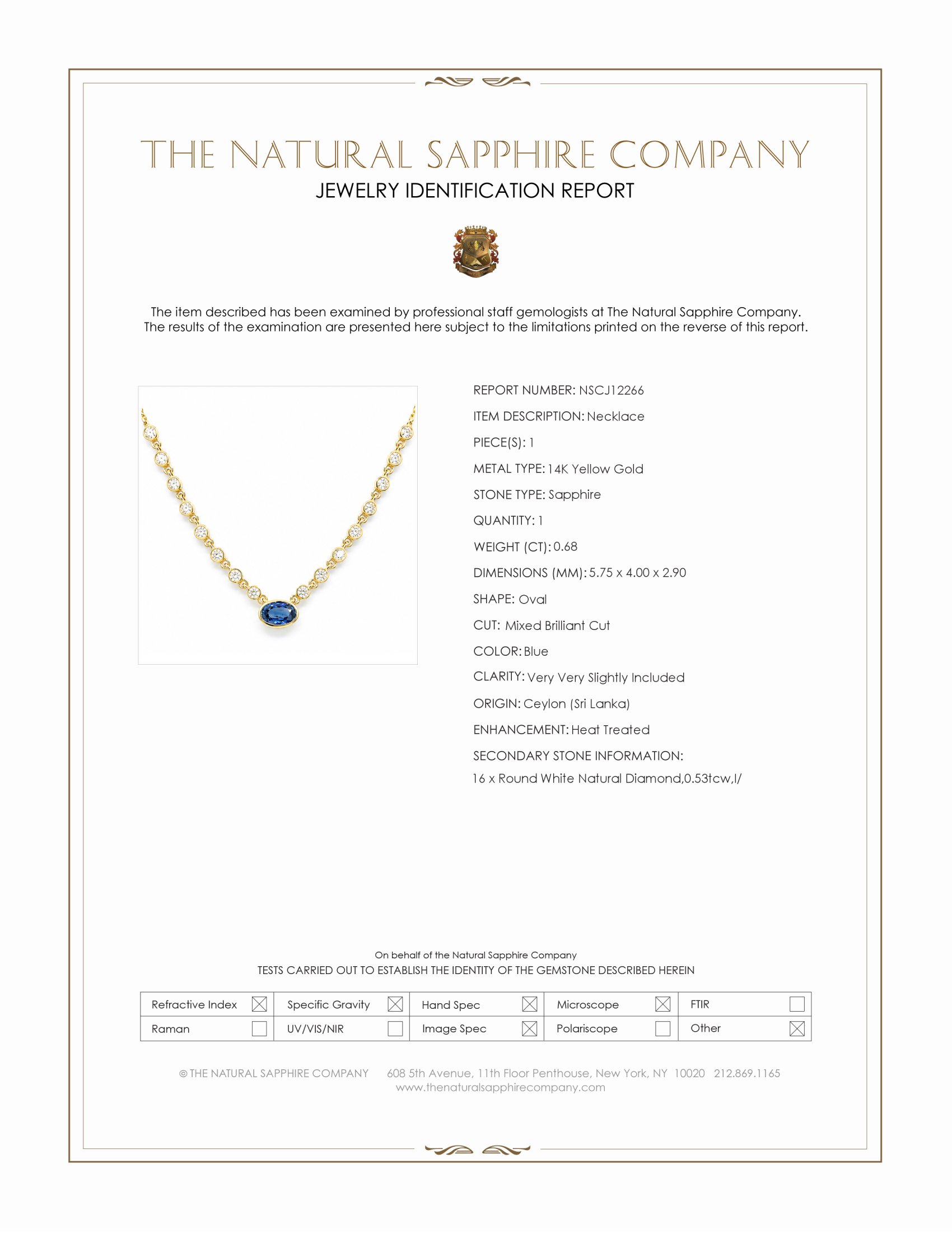 0.68 Ct. Blue Sapphire and Natural Diamond Bezel Necklace, 14K Yellow Gold