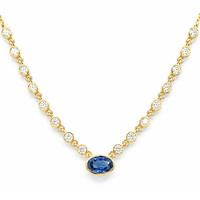 0.68 Ct. Sapphire 14K Yellow Gold necklace