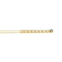 0.68 Ct. Blue Sapphire and Natural Diamond Bezel Necklace, 14K Yellow Gold Image