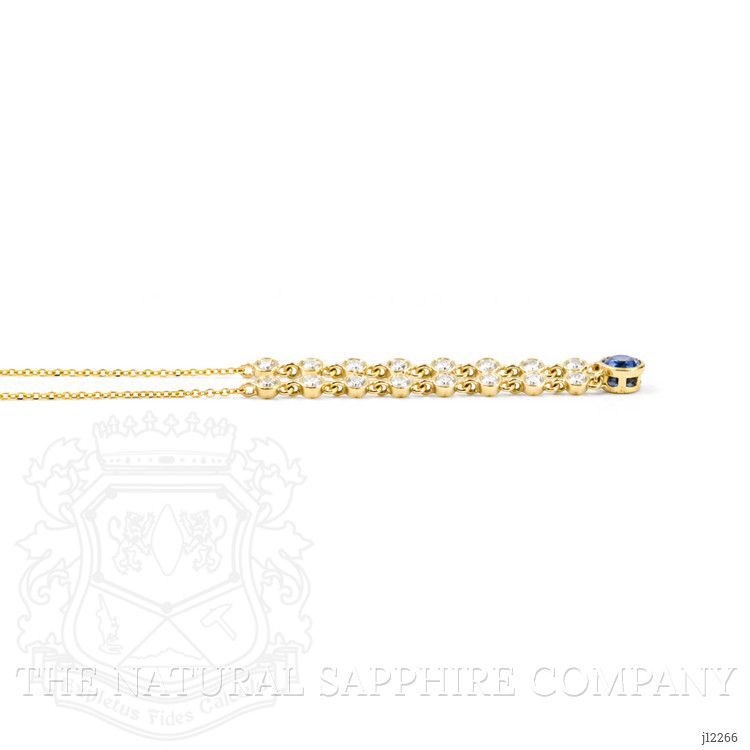 0.68 Ct. Blue Sapphire and Natural Diamond Bezel Necklace, 14K Yellow Gold