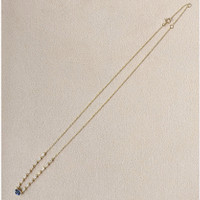 0.68 Ct. Blue Sapphire and Natural Diamond Bezel Necklace, 14K Yellow Gold Life Style