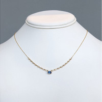 0.68 Ct. Blue Sapphire and Natural Diamond Bezel Necklace, 14K Yellow Gold Life Style