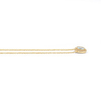 0.60 Ct. Blue Aquamarine and Natural Diamond Pave Necklace, 14K Yellow Gold Image