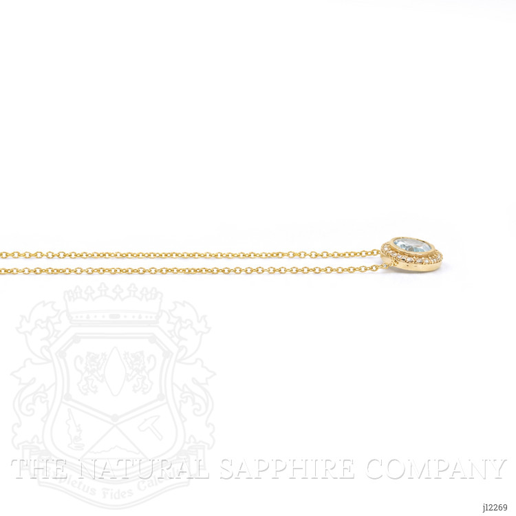 0.60 Ct. Blue Aquamarine and Natural Diamond Pave Necklace, 14K Yellow Gold