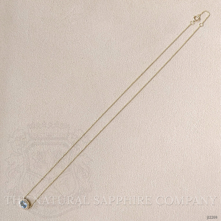 0.60 Ct. Blue Aquamarine and Natural Diamond Pave Necklace, 14K Yellow Gold