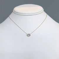 0.60 Ct. Blue Aquamarine and Natural Diamond Pave Necklace, 14K Yellow Gold Life Style