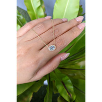 0.60 Ct. Blue Aquamarine and Natural Diamond Pave Necklace, 14K Yellow Gold Life Style