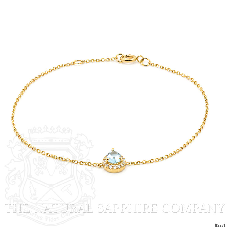 0.30 Ct.Tw. Blue Aquamarine and Natural Diamond Pave Bracelet, 14K Yellow Gold