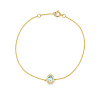 0.30&nbsp;Ct.Tw.Total Carat Weight Blue Aquamarine and Natural Diamond Pave Bracelet, 14K Yellow Gold Image