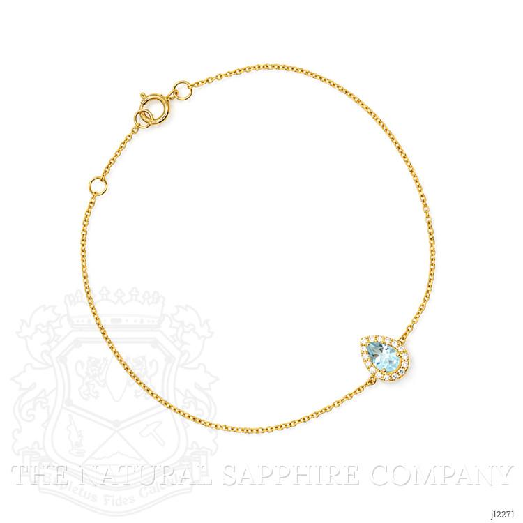 0.30 Ct.Tw. Blue Aquamarine and Natural Diamond Pave Bracelet, 14K Yellow Gold