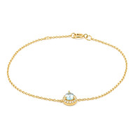 0.30&nbsp;Ct.Tw.Total Carat Weight Blue Aquamarine and Natural Diamond Pave Bracelet, 14K Yellow Gold Image