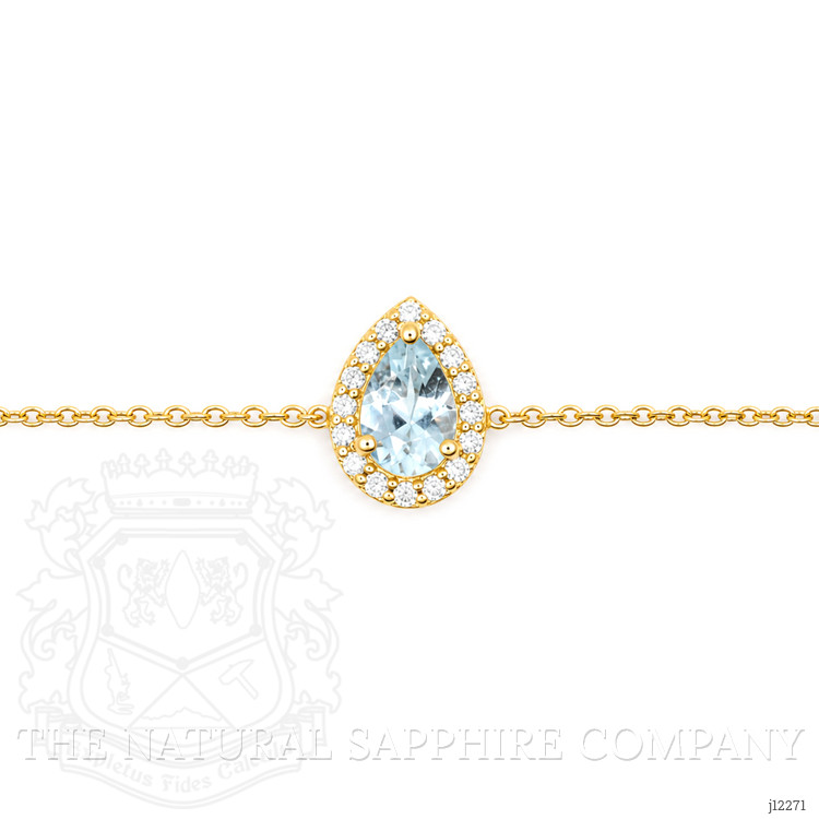 0.30 Ct.Tw. Blue Aquamarine and Natural Diamond Pave Bracelet, 14K Yellow Gold