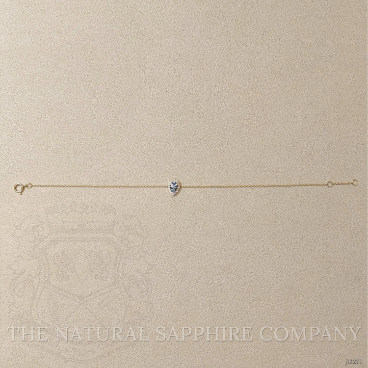 0.30 Ct.Tw. Blue Aquamarine and Natural Diamond Pave Bracelet, 14K Yellow Gold