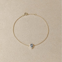 0.30 Ct.Tw.Total Carat Weight Blue Aquamarine and Natural Diamond Pave Bracelet, 14K Yellow Gold Life Style