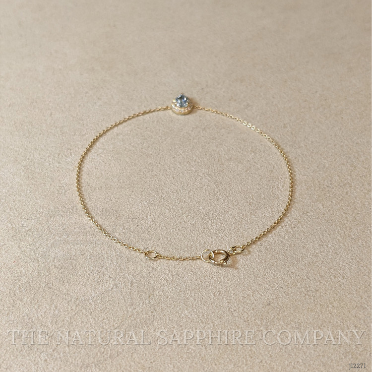 0.30 Ct.Tw. Blue Aquamarine and Natural Diamond Pave Bracelet, 14K Yellow Gold