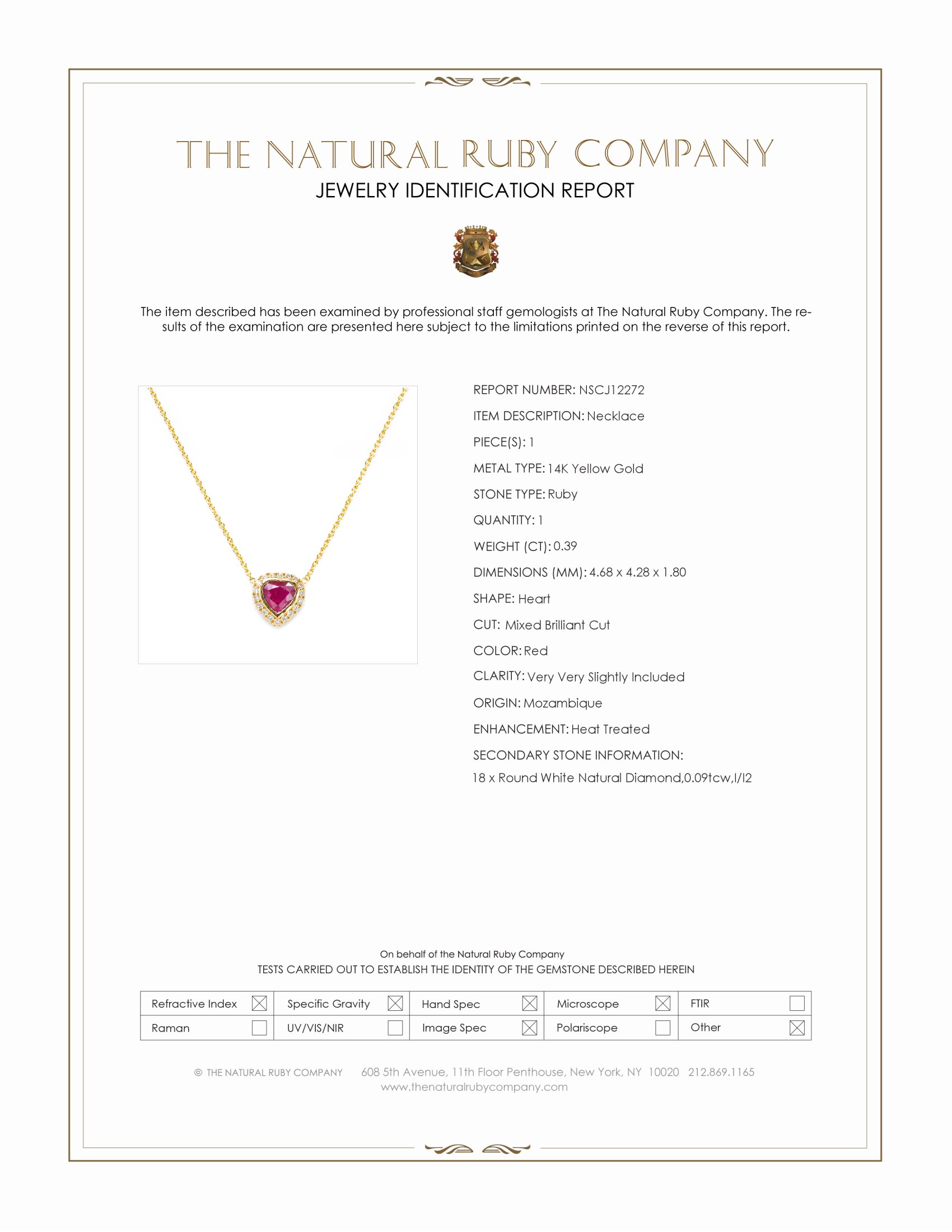 0.39 Ct. Ruby and Natural Diamond Pave Necklace, 14K Yellow Gold