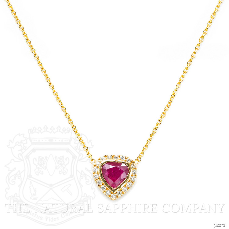 0.39 Ct. Ruby and Natural Diamond Pave Necklace, 14K Yellow Gold