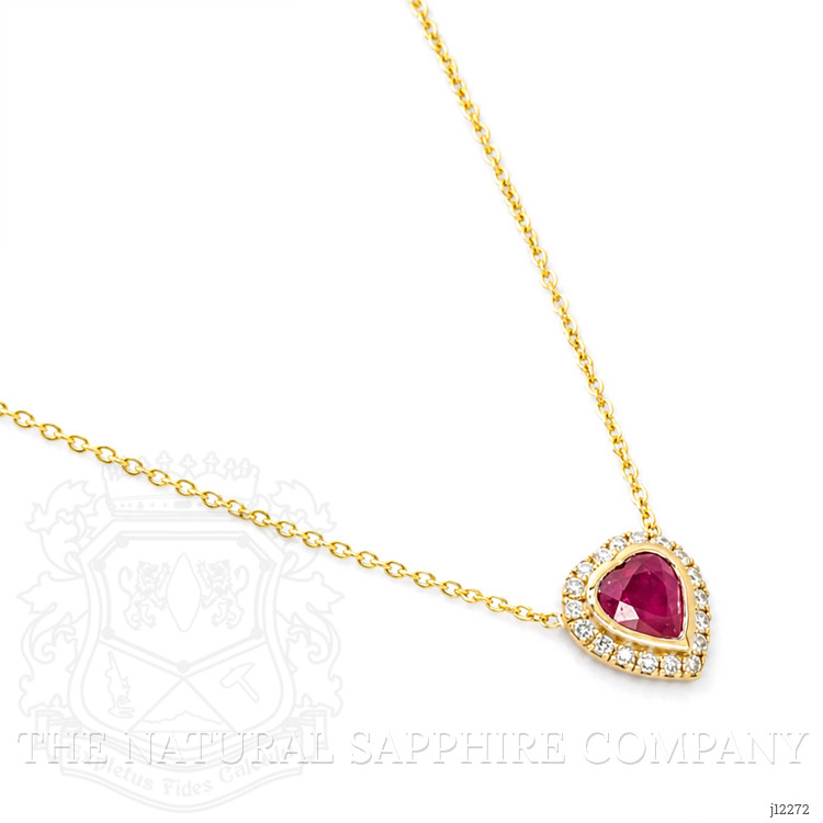 0.39 Ct. Ruby and Natural Diamond Pave Necklace, 14K Yellow Gold