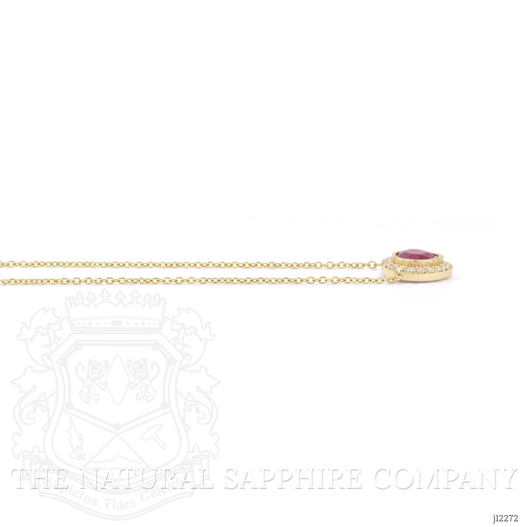 0.39 Ct. Ruby and Natural Diamond Pave Necklace, 14K Yellow Gold