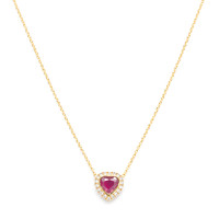 0.39 Ct. Ruby and Natural Diamond Pave Necklace, 14K Yellow Gold Image