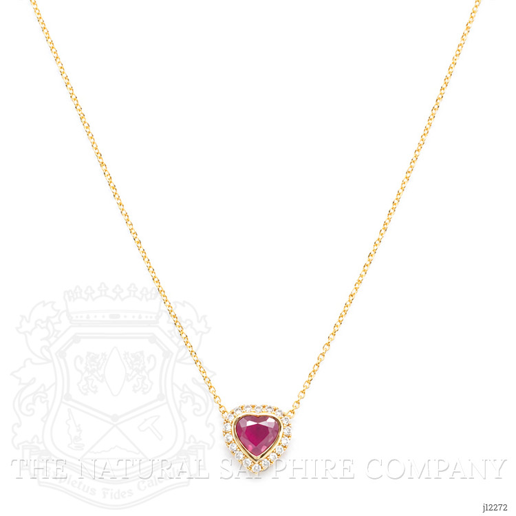 0.39 Ct. Ruby and Natural Diamond Pave Necklace, 14K Yellow Gold