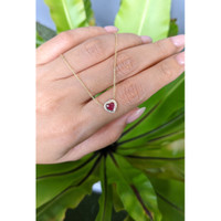 0.39 Ct. Ruby and Natural Diamond Pave Necklace, 14K Yellow Gold Life Style