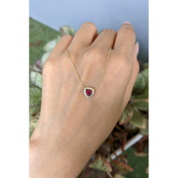 0.39 Ct. Ruby and Natural Diamond Pave Necklace, 14K Yellow Gold Life Style