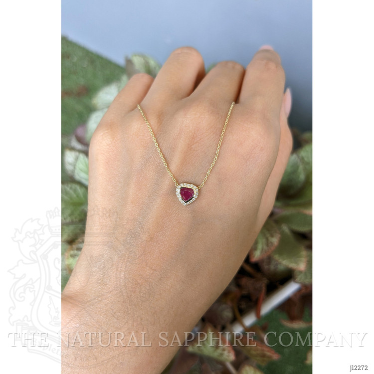 0.39 Ct. Ruby and Natural Diamond Pave Necklace, 14K Yellow Gold