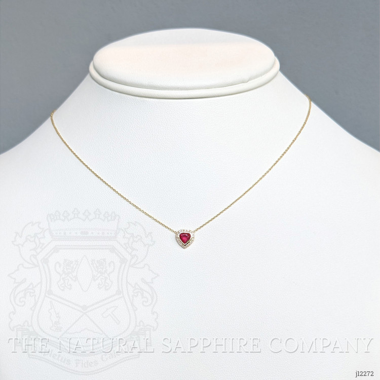 0.39 Ct. Ruby and Natural Diamond Pave Necklace, 14K Yellow Gold
