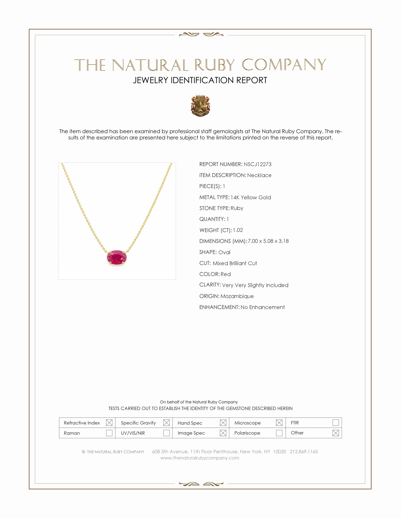 1.02 Ct. Ruby Halo Necklace, 14K Yellow Gold